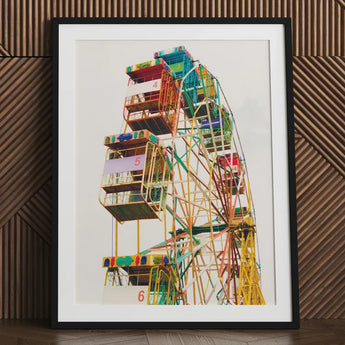 Wheel of Fortune - Amusement Park Ferris Art Print / Canvas Vibrant Colorful Black Frame White Eye-popping, Prints