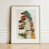 Wheel of Fortune - Amusement Park Ferris Art Print / Canvas Vibrant Colorful Light Wood Frame Eye-popping, Prints