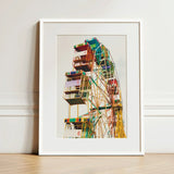 Wheel of Fortune - Amusement Park Ferris Art Print / Canvas Vibrant Colorful White Frame Eye-popping, Prints