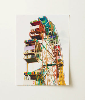 Vibrant Multi-colored Ferris Wheel Numbered Gondolas Retro Design Eye-popping, Amusement Park, Art