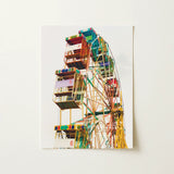 Wheel of Fortune - Amusement Park Ferris Art Print / Canvas Vibrant Multi-colored Numbered Gondolas Retro Design Eye-popping, Prints