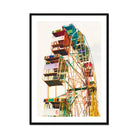 Wheel of Fortune - Amusement Park Ferris Art Print, Colorful Ferris Wheel Enclosed Passenger Compartments