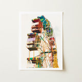 Wheel of Fortune - Amusement Park Ferris Art Print / Canvas Vibrant Multi-colored Numbered Gondolas Stylized Eye-popping, Prints