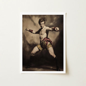 Whipped - Gay Circus Ringmaster Art Print / Canvas Framed Artwork Muscular Man Vintage-style Attire Maroon Gold, Daring Spectacle Prints