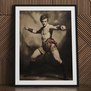 Whipped - Gay Circus Ringmaster Art Print / Canvas Black-framed Sepia-toned Portrait Muscular Man Vintage, Daring Spectacle Prints