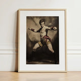 Whipped - Gay Circus Ringmaster Art Print / Canvas Framed Artwork Muscular Man Vintage Attire Red Gold, Daring Spectacle Prints