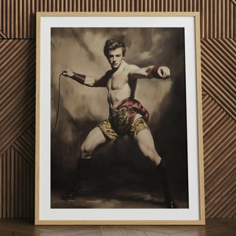 Whipped - Gay Circus Ringmaster Art Print / Canvas Framed Portrait Muscular Man Vintage Attire Maroon Gold, Daring Spectacle Prints