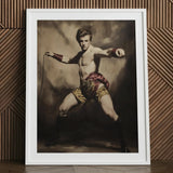 Whipped - Gay Circus Ringmaster Art Print / Canvas Framed Portrait Muscular Man Vintage Attire Maroon Gold, Daring Spectacle Prints