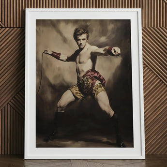 Whipped - Gay Circus Ringmaster Art Print / Canvas Framed Portrait Muscular Man Vintage Attire Maroon Gold, Daring Spectacle Prints