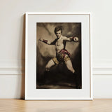 Whipped - Gay Circus Ringmaster Art Print / Canvas Framed Portrait Muscular Man Vintage Attire Rich Maroon, Daring Spectacle Prints