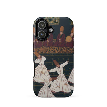 Whirling Dervishes at Konya - Ottoman School Phone Case Iphone 17 / Matte 12 Sufi Dancers Design Black White, Mobile Cases