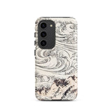 Whirlpool at Awa - Katsushika Hokusai Phone Case Samsung Galaxy S23 / Matte Sleek Black White Phone Case Intricate Wave Design Katsushika