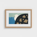White Heron - Kamisaka Sekka Art Print / Canvas Minimalist Framed Stylized Bird Blue, Warrior’s Basket Pattern, Paused Artwork Prints