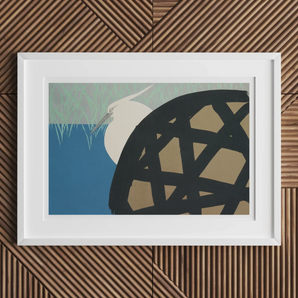 White Heron - Kamisaka Sekka Art Print, Framed Abstract Bird Art