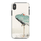 White-naped Crane - Numata Kashu Iphone Case, Xs / Matte, Stylized Illustration Crane Teal-colored Plumage Phone Case