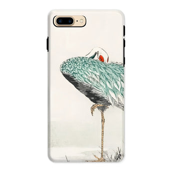 White-naped Crane - Numata Kashu Phone Case Iphone 8 Plus / Matte Artistic Illustration Heron Teal-colored Plumage Kashu’s, Struts, Digital