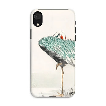 White-naped Crane - Numata Kashu Phone Case Iphone Xr / Matte Artistic Illustration Heron Blue-green Plumage Kashu’s, Struts, Digital