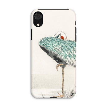 White-naped Crane - Numata Kashu Phone Case Iphone Xr / Matte Artistic Illustration Crane Heron Blue-green Plumage Phone Case Numata