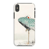 White-naped Crane - Numata Kashu Phone Case Iphone Xs / Matte Stylized Illustration Teal-colored Plumage Kashu’s, Struts, Digital Realms