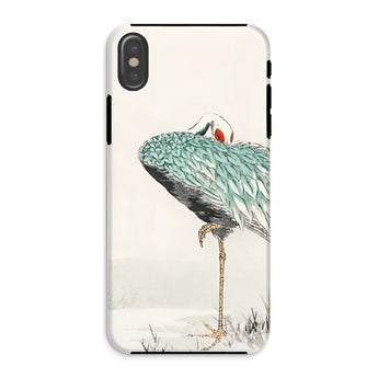 White-naped Crane - Numata Kashu Phone Case Iphone Xs / Matte Stylized Illustration Teal-colored Plumage Kashu’s, Struts, Digital Realms
