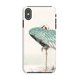 White-naped Crane - Numata Kashu Phone Case Iphone Xs Max / Matte Artistic Illustration Teal-colored Plumage Kashu’s, Struts, Digital
