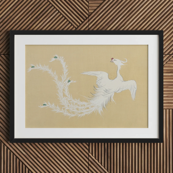 White Phoenix - Kamisaka Sekka Momoyogusa Art Print / Canvas, 30x20’’ / 76x51cm / Black Frame / Matboard, Posters Prints & Visual Artwork,