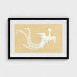 White Phoenix - Kamisaka Sekka Momoyogusa Art Print / Canvas Framed Artwork Feathered Green Accents Tail Sekka’s, Bird, Prints