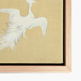 White Phoenix - Kamisaka Sekka Momoyogusa Art Print / Canvas Delicate Crane Illustration Textured Beige Framed Sekka’s, Bird, Prints