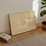 White Phoenix - Kamisaka Sekka Momoyogusa Art Print / Canvas Framed Artwork White Birds Flight Beige Background Kamisaka Sekka’s Phoenix,
