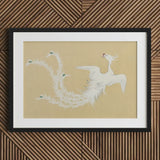 White Phoenix - Kamisaka Sekka Momoyogusa Art Print / Canvas Framed Artwork Delicate Feathers Green Accents Sekka’s, Bird, Prints