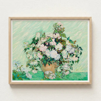 Framed Reproduction Vincent Van Gogh’s ?Vase Roses” Lush Gogh, Post-impressionist Masterpiece Art, Roses