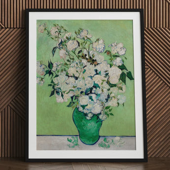 White Roses - Vincent Van Gogh Floral Art Print / Canvas Framed Reproduction Gogh’s Vase, Prints