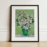 White Roses - Vincent Van Gogh Floral Art Print / Canvas Framed Reproduction Gogh’s ?White Green, Prints