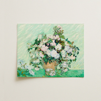 White Roses - Vincent Van Gogh Floral Art Print / Canvas Reproduction Vincent Gogh’s ?Vase Roses” Lush Bouquet Gogh, Post-impressionist M