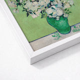 White Roses - Vincent Van Gogh Floral Art Print / Canvas Vibrant Green Ceramic Vase Filled Painted Gogh’s, Prints
