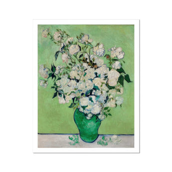 White Roses - Vincent Van Gogh Floral Art Print, White Roses Green Vase