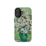 White Roses - Vincent Van Gogh Phone Case Iphone 17 / Matte Green Vase Floral Phone Case White Flowers Textured Vincent Gogh, Cradle