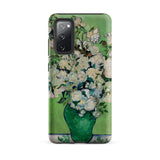 White Roses - Vincent Van Gogh Phone Case Samsung Galaxy S20 Fe / Matte Green Ceramic Vase Filled White Roses Background Vincent Gogh,