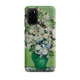 White Roses - Vincent Van Gogh Phone Case Samsung Galaxy S20 Plus / Matte Green Ceramic Vase Filled White Roses Light Background Vincent
