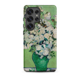 White Roses - Vincent Van Gogh Phone Case Samsung Galaxy S25 Ultra / Matte Green Ceramic Vase Filled White Roses Light Background Vincent