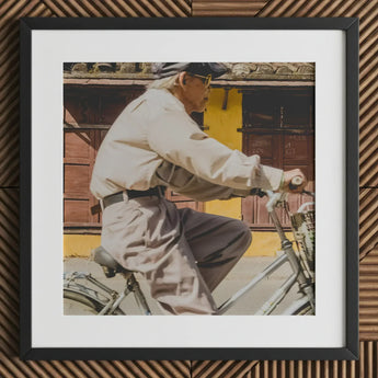 Wild at Heart - Hoi an Street Photography Art Print / Canvas Black-framed Photograph Elderly Man Beige Jacket Dark Pants, Prints