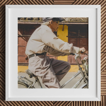 Wild at Heart - Hoi an Street Photography Art Print / Canvas White Framed Photograph Elderly Man Bicycle Art Print, Photography Art, Print