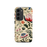 Wildflower Hoopla - Floral Garden Phone Case Samsung Galaxy S23 / Matte Vintage-style Floral Phone Case Intricate Illustrations Red Pink