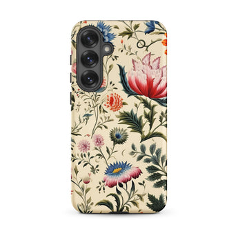 Wildflower Hoopla - Floral Garden Phone Case Samsung Galaxy S25 Plus / Matte Vintage-style Floral Phone Case Intricate Illustrations Pink