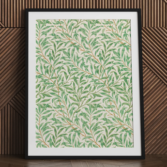 Willow Bough - William Morris bladmotief kunstprint / Canvas, 24x32’’ / 61x81cm / Zwarte lijst / Passe-partout, posters, prints & visuele kunstwerken,