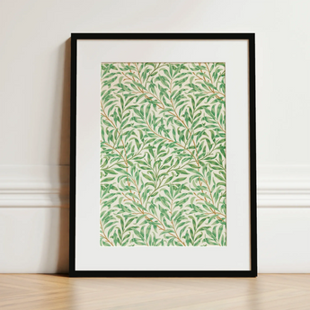 Willow Bough - William Morris Leaf Motif Art Print / Canvas, 12x16’’ / 31x41cm / Black Frame / Matboard, Posters Prints & Visual Artwork,