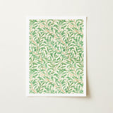 Willow Bough - William Morris Leaf Motif Art Print / Canvas Framed Pattern Green Leaves Off-white Background, Verdant Masterpiece Prints