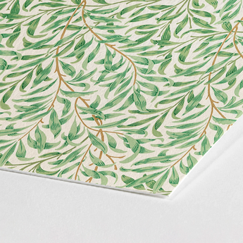 Willow Bough - William Morris Leaf Motif Art Print / Canvas Cream-colored Paper Pattern Green Leaves Brown Branches, Verdant Masterpiece