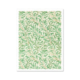 Willow Bough - William Morris Leaf Motif Art Print / Canvas Floral Pattern Green Leaves Beige Stems Light Background William Morris Leaf,