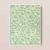 Willow Bough - William Morris Leaf Motif Art Print / Canvas Framed Artwork Pattern Green Leaves Off-white Background, Verdant Masterpiece